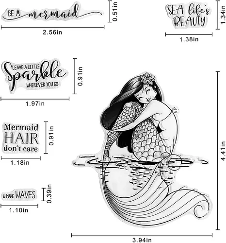 Miniatura 2 de Sellos transparentes de sirena para hacer tarjetas y decoraciones de álbumes de fotos, palabras femeninas, sellos de goma transparente para álbumes