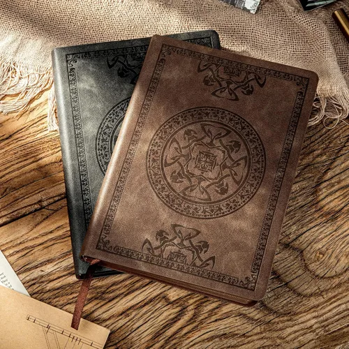 Miniatura 5 de CAGIE Diario con líneas para hombres, cuaderno de tapa blanda, diarios de cuero para escribir, 180 páginas que se abren plano, diario vintage
