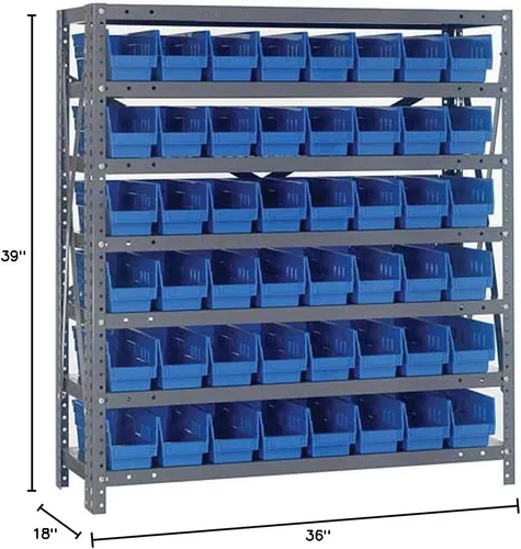 Miniatura 304 de Quantum QSBU-245BK Heavy Duty Shelving Unit with (7) Shelves and (24) QUS245 Black Bins for Garage Warehouse Storage Distribution 400 lb Load