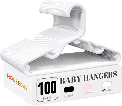 Miniatura 12 de HOUSE DAY Perchas de plástico para bebé, paquete de 20, perchas de plástico duradero para ropa de bebé, perchas delgadas y compactas para niños