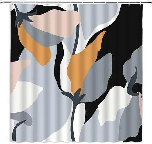 Miniatura 11 de Cortina de ducha geométrica, negro, gris, rojo, blanco, geometría abstracta, azulejos de moda, patrón sin costuras, tela de diseño moderno, juego