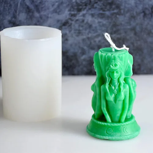 Miniatura 3 de Molde de silicona para velas 3D, 3 lados, diosas, niña, mujer embarazada, anciana, molde de silicona para pilar, aromaterapia, velas, cera, jabón