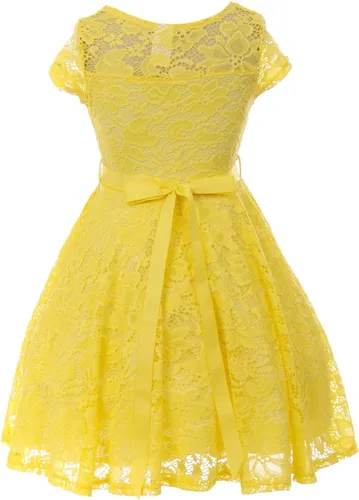 Miniatura 29 de Little Girl - Vestido de niña con manga de encaje y cinturón de piedras