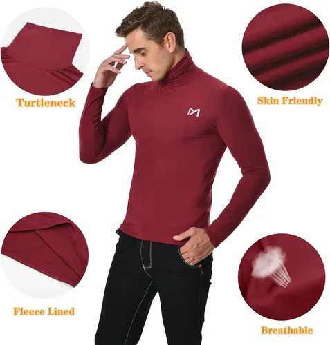 Miniatura 4 de MEETYOO Men's Thermal Turtleneck Long Sleeve Shirt,Lightweight Compression Pullover Underwear Breathable Baselayer