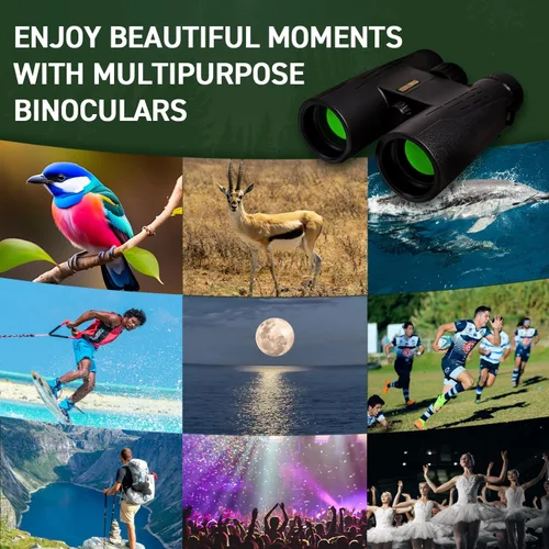 Miniatura 6 de BAK-4 - Prismáticos HD de 10 x 42 pulgadas para adultos de alta potencia, lente FMC profesional, binoculares de visión grande con visión clara