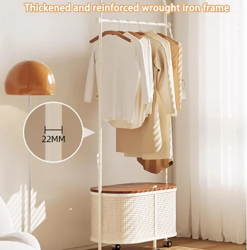 Miniatura 8 de 360 °Rotary Clothes Rack, Metal Clothing Rack, Garment Rack with Wheels and Large Capacity Storage Basket, Merchandise Coat Rack Display for Hanging