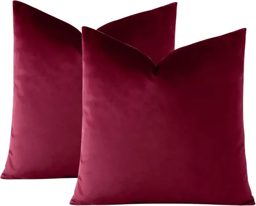 Miniatura 6 de OTOSTAR Paquete de 2 fundas de almohada decorativas de terciopelo suave de 18 x 18 pulgadas, fundas de cojín cuadradas sólidas para decoración