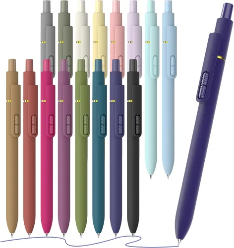 Miniatura 16 de Paquete de 8 bolígrafos de gel negro, punta media de 0.028 in, bolígrafos de tinta retráctiles de secado rápido para escritura suave, suministros
