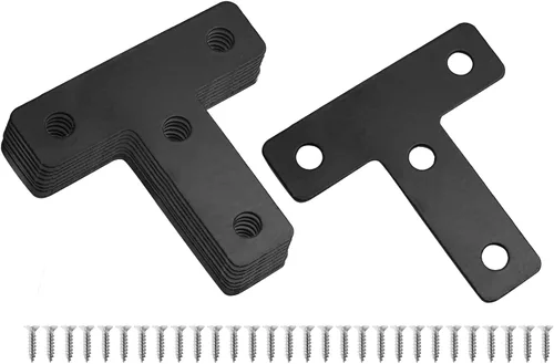Miniatura 10 de Uenhoy 20 placas planas en forma de L de 2.36 x 2.36 pulgadas, soporte de esquina plana en ángulo recto, negro