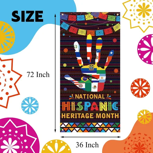 Miniatura 2 de Cubierta de puerta del mes de la herencia hispana, pancarta latinoamericana, decoraciones para el aula española, decoraciones del mes de la herencia