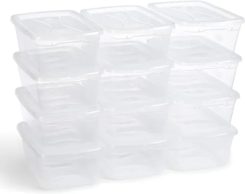 Miniatura 11 de Rubbermaid Cleverstore Clear Dorm Variety 16-Pack, Hecho en EE. UU., Contenedores de almacenamiento grandes transparentes apilables con tapas