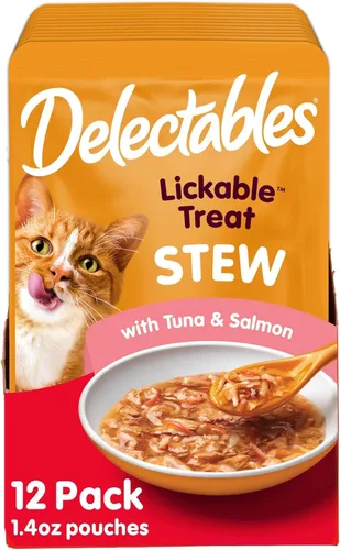 Miniatura 17 de Delectables Lickable Treat Stew Wet Cat Treats - Paquete variado de golosinas para gatos, hidratante, sin granos, sin rellenos, sin subproductos