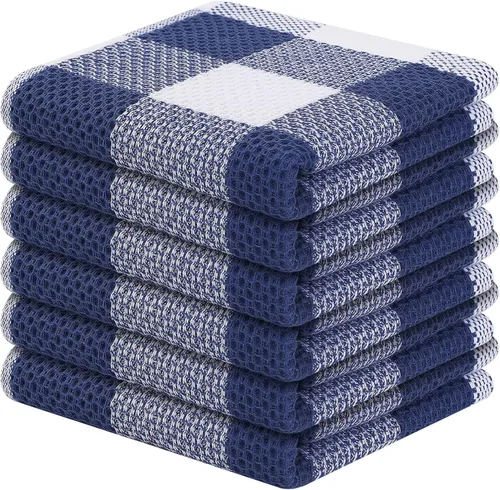 Miniatura 68 de Mordimy Toallas de cocina 100% algodón con tejido de gofre, 13 x 28 pulgadas, paños de cocina súper suaves y absorbentes para secar platos, paquete