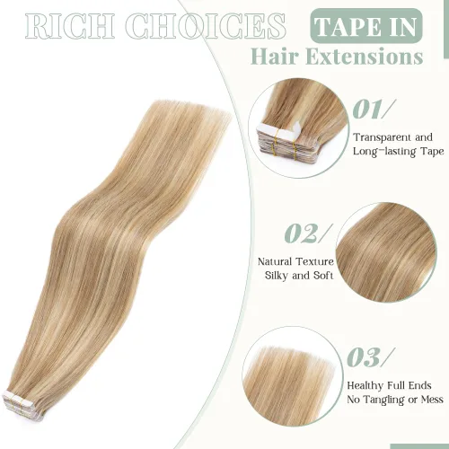 Miniatura 2 de Extensiones de cabello humano con cinta adhesiva invisible, sin costuras, doble cara, extensiones de cabello humano recto natural de Remy