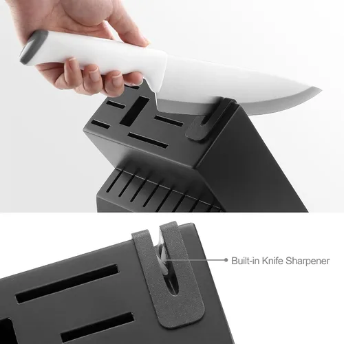 Miniatura 3 de McCook Juegos de cuchillos, juegos de bloques de cuchillos de cocina de acero inoxidable alemán con afilador incorporado Blanco/Negro