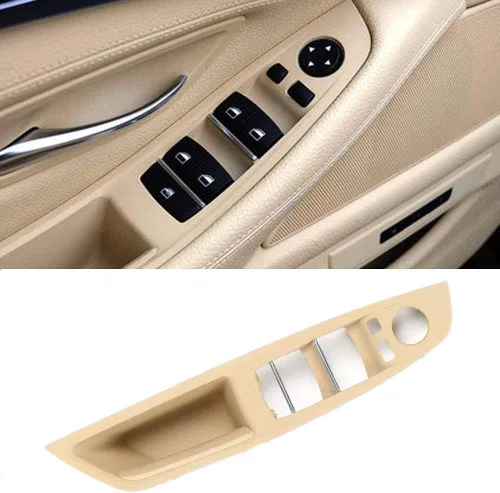 Miniatura 3 de YIWANG Kit de 4 piezas de panel de reposabrazos de interruptor de ventana de automóvil ABS y manija de puerta para BMW Serie 5 para reposabrazos