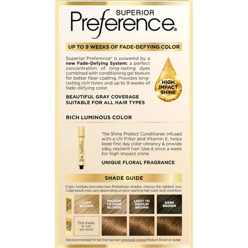 Miniatura 128 de L'Oreal Paris Superior Preference - Tinte permanente luminoso que desafía la decoloración, tinte para el cabello hasta 9 semanas de resplandor, 09