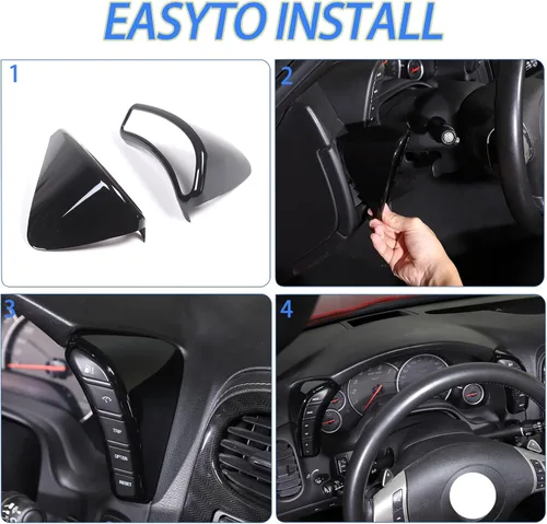 Miniatura 5 de Cubierta de botón para salpicadero compatible con Chevy Corvette C6 2005-2013, bisel del velocímetro, accesorios interiores del marco