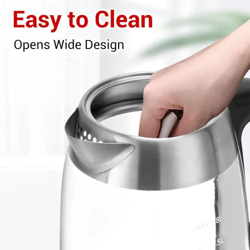 Miniatura 3 de Hervidores de té eléctricos de vidrio para agua hirviendo, hervidor eléctrico de ebullición rápida, calentador de caldera de agua caliente, tetera