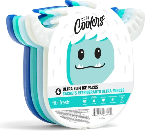 Miniatura 12 de Fit & Fresh Cool Coolers - bolsas de hielo delgadas para loncheras, bolsas y hieleras, formas acuáticas para niños Mariposa (4 unidades)