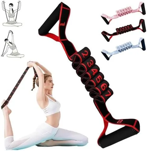 Miniatura 7 de Fitness Resistance Bands with Handles for Stretching and Yoga,Number Stretch Resistance Band with Clear Markings,8Loops Elastic Exercise