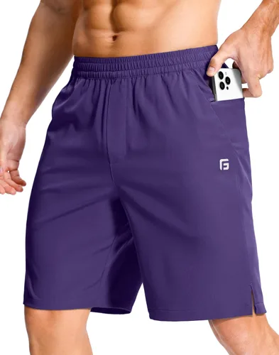 Miniatura 65 de GGJ Pantalones cortos deportivos ligeros para hombre con 2 bolsillos con cremallera de 7/5/9 pulgadas, pantalones cortos de tenis de secado rápido