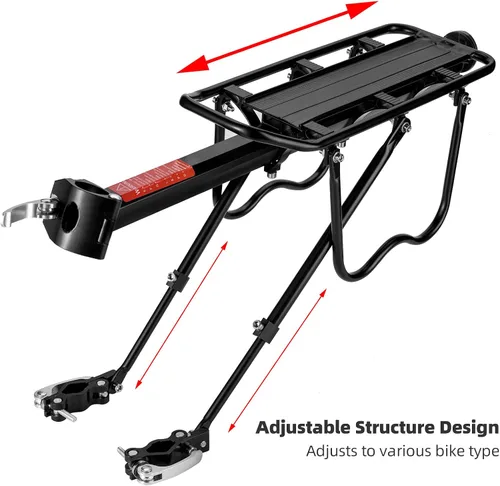 Miniatura 4 de ROCKBROS Portaequipajes trasero para bicicleta, soporte de carga para bicicleta de liberación rápida, ajustable, para parte trasera de bicicleta