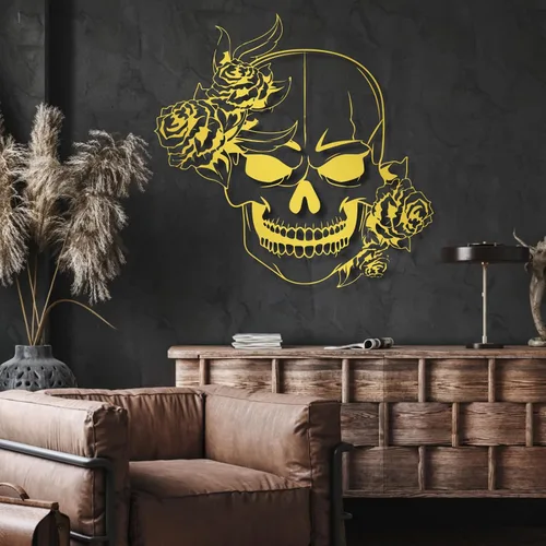 Arte de pared de metal de calavera de azúcar, arte de pared de metal de calavera, decoración de pared de metal gótico, arte de pared de metal de
