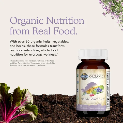 Miniatura 6 de Garden of Life Organics Vitamina prenatal: Ácido fólico para energía y desarrollo fetal saludable, hierro sin estreñimiento, vitamina C, B6, B12, D3