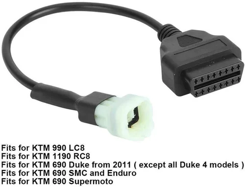 Miniatura 4 de cable adaptador de 6 pines a 16 pines, diagnóstico de fallas del motor OBD2 y detector, se ajusta para programación de ECU de motocicletas KTM