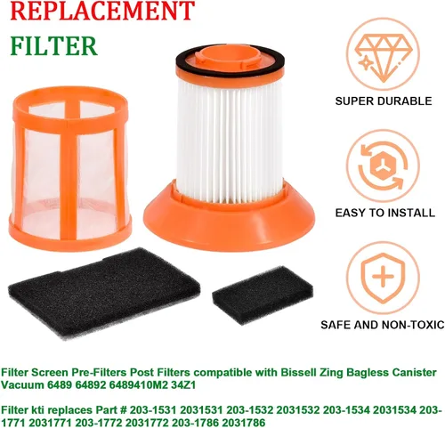 Miniatura 3 de HIFROM Filtro de repuesto compatible con Bissell sin bolsa 6489 64892 64894 10M2 filtro de aspiradora, kit de filtro de taza de suciedad