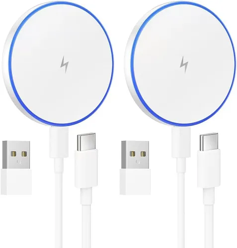 Para cargador MagSafe: 2 unidades de almohadilla de carga inalámbrica magnética para iPhone 16, 15, 14, 13, 12 y AirPods 4-2 Pro, imán fuerte, con