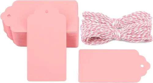 Miniatura 11 de 100 etiquetas de precios G2PLUS de papel de estraza, con una cuerda marrón e ideales para empaques, manualidades, bodas, Navidad, Día de Acción
