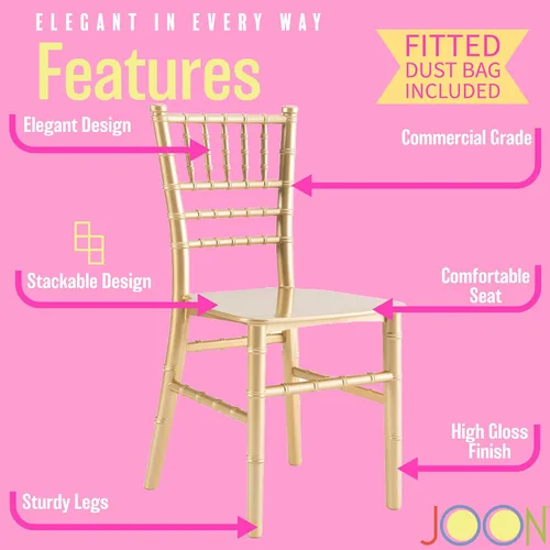 Miniatura 3 de JOON Paquete de 2 sillas Tiffany Chiavari para niños, 25 x 13 x 14.5 pulgadas, policarbonato, altura del asiento de 12.75 pulgadas, diseño elegante