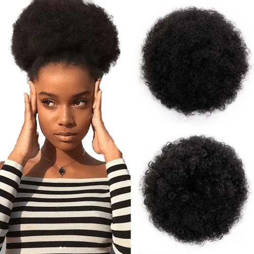 Miniatura 11 de AISI QUEENS Peluca de Cola de Caballo Afro con Cordón Rizada Crespa Rizada Peluca de Cola de Caballo con Clip para Mujeres Negras y Niños Sintética