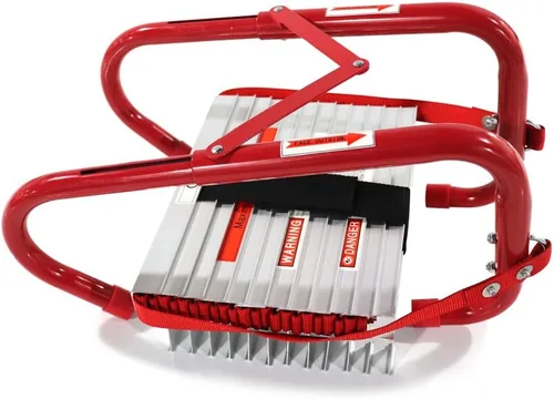 Miniatura 5 de Escalera de escape de incendios, escalera de seguridad portátil de emergencia de 2 pisos para adultos y niños con peldaños antideslizantes y amplios