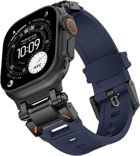 Miniatura 29 de KADES Correa deportiva resistente de TPU para Apple Watch Ultra 3/2/1 de 1.929 in, conectores metálicos para Apple Watch Series 11/10/SE3 de 1.81