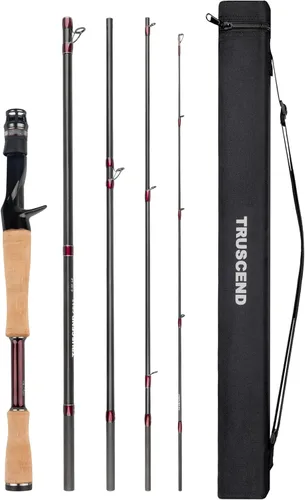 TRUSCEND Craz Premium Baitcasting Fishing Rods, 1-Piece Performance Multi-Piece Travel Rod, Sensitive Backbone Tough Fishing Rod with Toray Carbon &