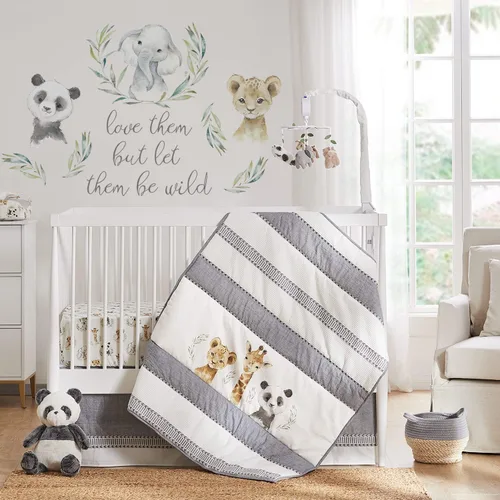 Miniatura 3 de Levtex Baby - Sábana bajera ajustable para cuna Mozambique - Se adapta a colchones estándar para cuna y niños pequeños - Photo Op - Gris, carbón