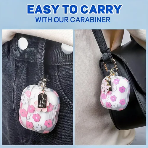 Miniatura 5 de Bonita funda compatible con AirPods 3 2021, diseño de patrón floral de dibujos animados para mujeres y niñas, funda protectora de silicona suave a