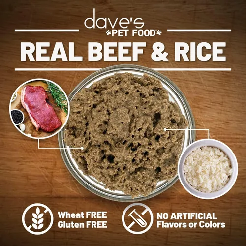 Miniatura 4 de Dave's Pet Food Alimento húmedo para perros (carne de res y arroz), hecho en Estados Unidos, naturalmente saludable, conserva, sin gluten, 13.2