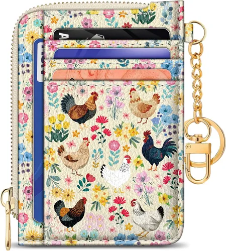 Miniatura 41 de GIANCOMICS Cartera delgada con tarjetero para mujer, funda pequeña con bloqueo Rfid, llavero de bolsillo delgado con cremallera curvada, tarjetero
