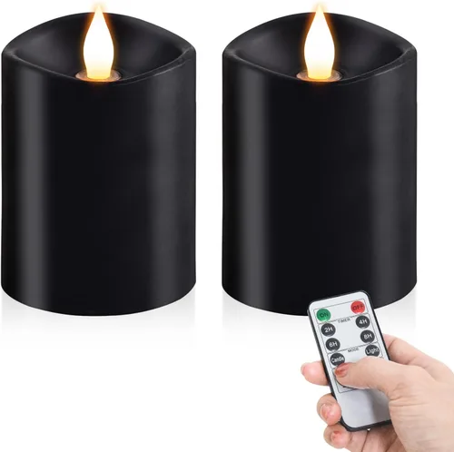 Miniatura 13 de Velas sin llama de 3 x 3 que funcionan con pilas con temporizador remoto, duran 600 horas, velas de batería parpadeantes, velas LED eléctricas