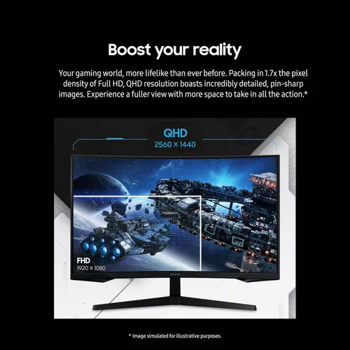 Miniatura 6 de Samsung 27-pulgadas Odyssey G55C Serie QHD 1000R Monitor de juegos curvado, 1ms(MPRT), HDR10, 165Hz, AMD Radeon FreeSync, Cuidado de los ojos