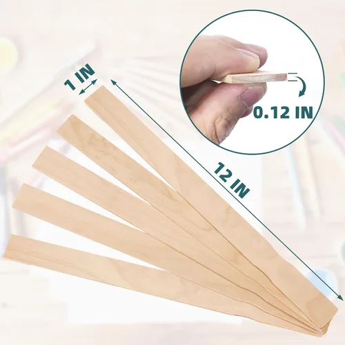 Miniatura 2 de WISYOK Paquete de 15 palitos de pintura de 12 pulgadas, palos de pintura de madera para mezclar, palitos grandes para manualidades, agitadores