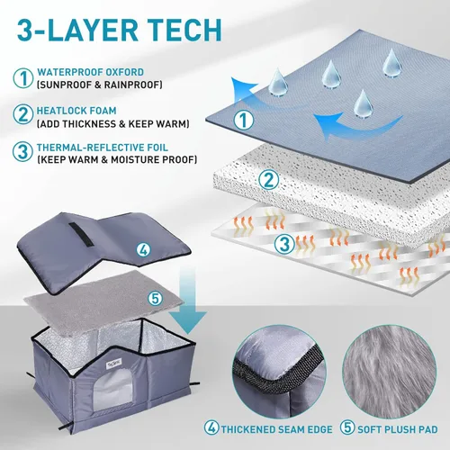 Miniatura 5 de TailTastic Casa para Gatos de Exterior Resistente a la Intemperie y Aislada - Base Sin Costuras se Mantiene Seca, Fácil Montaje, Refugio Cálido