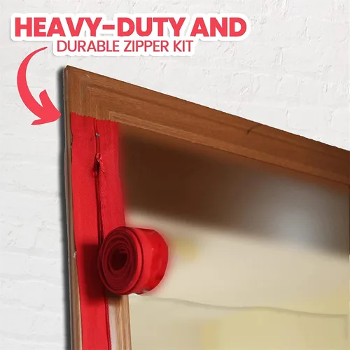 Miniatura 5 de Paquete de 12 cremalleras antipolvo resistentes, sistema de protección contra el polvo, cremallera instantánea autoadhesiva para puerta, 7 pies