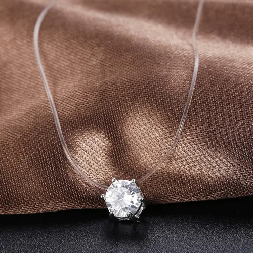 Miniatura 7 de Milacolato - Collar de cadena de pesca transparente con circonitas 5
