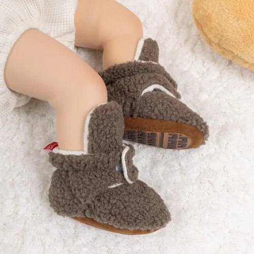 Miniatura 17 de Botines de forro polar para bebés, niños y niñas, pantuflas antideslizantes con agarre suave, zapatos de calcetín para recién nacidos, cuna