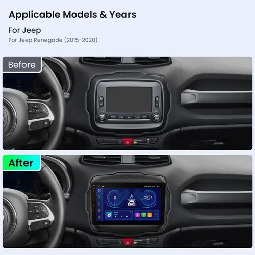 Miniatura 3 de XTRONS Android 14 Estéreo de coche para Jeep Renegade, Octa Core 4+64GB Radio de coche, 9 pulgadas pantalla táctil navegación GPS Bluetooth unidad